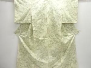 アンティーク　枝花模様織り出し十日町紬着物